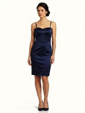RW & Co. Midnight Blue Satin Strapless Sheath Dress- Sz. 6